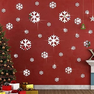 آینه دکوراتیو مولتی استایل طرح برف در دو رنگ طلایی و نقره ای، بسته 10 تایی، در 3 سایز 3و6و8 سانت