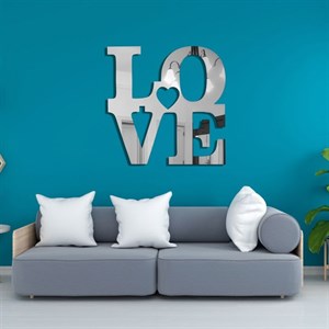 آینه مولتی استایل مدل لاو در دو رنگ طلایی و نقره ای ابعاد 25 در 25