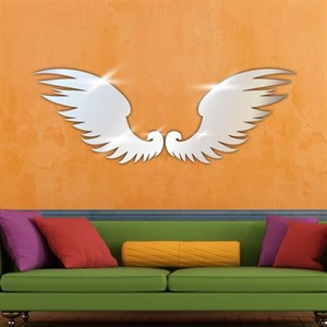 آینه دکوراتیو مولتی استایل طرح بال دو رنگ طلایی و نقره ای،طول هر بال 35 سانت