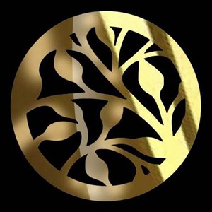 موتیف آینه ای رزین،طرح شاخ و برگ دایره،جنس مولتی استایل،دردورنگ طلایی و نقره ای،سایز 20 سانت