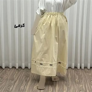 دامن لینن نچرال گلدوزی شده زنانه فری سایز مناسب تا 46