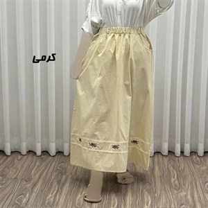 دامن لینن نچرال گلدوزی شده زنانه فری سایز مناسب تا 46