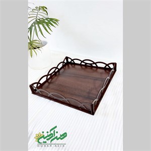 سینی فینگر فود مدل هیلدا سایز 30در30 وارتفاع 4.5سانت ام دی اف در جه 1رنگ گردویی تیره