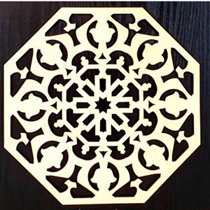 زیرلیوانی 8ضلعی مولتی استایل،طرح ترنج،جنس مولتی استایل،در دو رنگ طلایی و نقره ای، سایز 10 سانت،