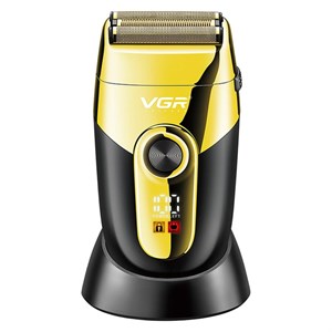 ماشین اصلاح موی صورت وی جی ار مدل V-383 با تیغه استیل پیشرفته، اصلاح فویلی صفر زن، ضد آب، باتری قابل شارژ با 60 دقیقه