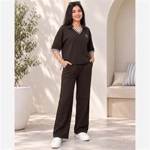 ست پولوشرت شلوار مازراتی اسپرت NY دخترانه و مادر 9 تا 20 سال قهوه ای سوخته