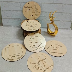 دیسک ریسه نوزادی با طراحی اختصاصی مشخصات نوزادی و اسم نوزاد شما در ابعاد دلخواه (پس کرایه)