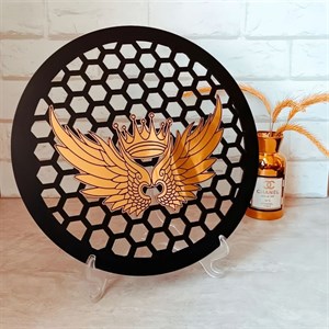قاب میدرنج طرح فرشته سایز 8 اینچ سانتی متری جنس ام دی اف مشکی و مولتی طلایی آینه ای (پس کرایه)