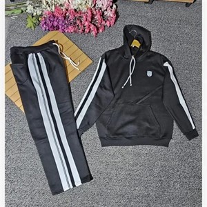 ست هودی شلوار دورس سه نخ تو کرکی مشکی مردانه سایز XL و XXL