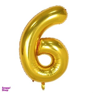 بادکنک فویلی عدد 6 هپی بری طلایی سایز 32 اینچ