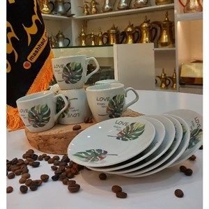 ست قهوه خوری فنجان و نعلبکی طرح برگ