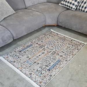 فرشینه مخمل طرح سنتی سبز طوسی A027 (پس کرایه)
