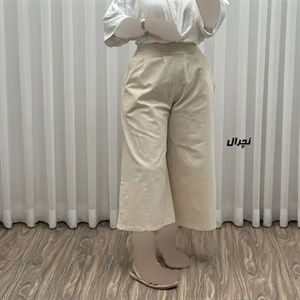 شلوار واید لنین زنانه فری سایز مناسب تا سایز 46