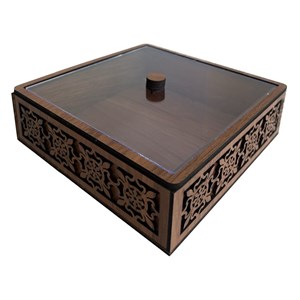 جعبه پذیرایی چوبی درب دار - شکلات خوری چوبی طرح گل - خرید بی واسطه از کارخانه تولیدی - پس کرایه
