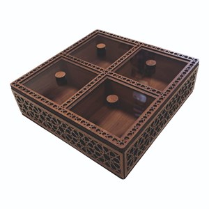 جعبه پذیرایی چوبی 4 خانه مشبک