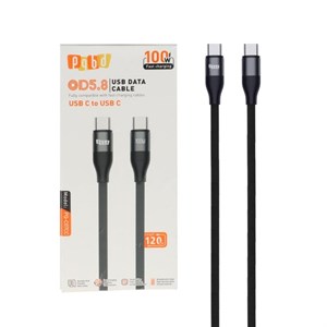 کابل شارژ فست 1.2 متری pqbd Type-C To Type-C مدل PQ-C07CC 100W - مشکی
