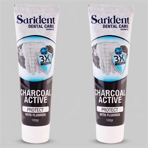خمیر دندان کاهش دهنده جرم ساریدنت مدل ذغالی وزن 100 گرم بسته 2 عددی