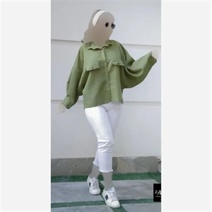 مانتو پانچ کوتاه لینن اسپرت قواره دار سایز بزرگ
