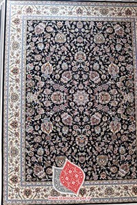 فرش آرا مشهد طرح 25614 سرمه ای 700 شانه تراکم 2550 تمام نخ اکریلیک