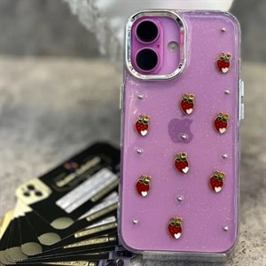قاب طرح توت‌فرنگی اکلیلی مناسب Iphone 16