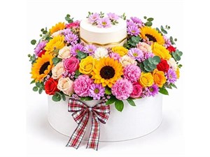 گل و کیک سالگرد ۱ سالگی ازدواج (قلبی)