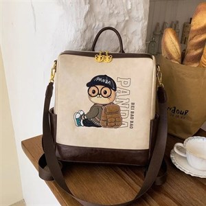 کوله تدی گلدوزی بند برزنتی چندرنگ نسکافه ای