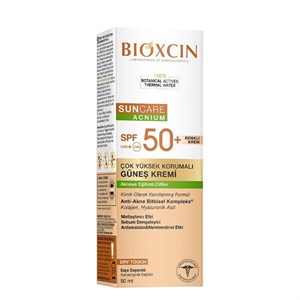 کرم ضدآفتاب رنگی بیوکسین  SPF50 مناسب پوست مستعد آکنه و جوش حجم 50 میلی‌لیتر