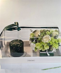 باکس گل و کیک سفیدسبز