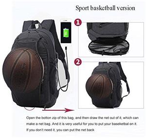 KOLAKO Business Laptop Backpack, Casual Sports Backpacks, Water Resistant Travel Daypack, Basketball Soccer Backpack Computer Bag for Men Women with USB Charging Port, Fits 15.6 inch Laptop & Tablet 