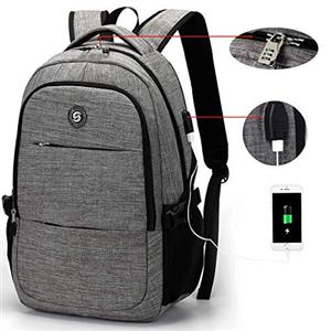 Laptop Backpack,Business Travel Anti Theft Slim Laptops Backpack with USB Charging Port,Durable Water Resistant Computer Bag for Women & Men Fits 15.6 Inch Laptop and Notebook (B-Grey) 