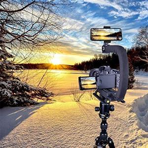 DSLR/Mirrorless/Action Camera Camcorder Phone Stabilizer 3-Shoe 2-Handed Vlog Video Holder Rig Low Position Shooting Steadycam Mount Detachable Grip Fit for GoPro Sony Canon Nikon DV iPhone Samsung 