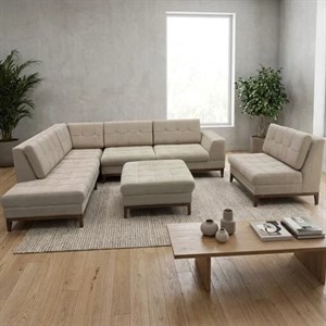 مبل راحتی 7 نفره شاهان دکور طرح ال مدل ماهان کد 687 کامنا مدل 13109259