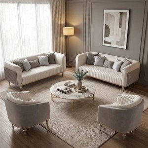 مبل راحتی هشت نفره با روکش پارچه و پایه چوب مبل لوکس شاپ مدل روبرتو به همراه 10 کوسن مبلمان دیرا مدل 12108441