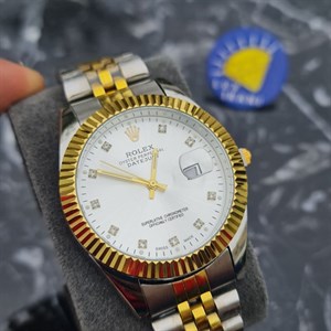 ساعت مردانه رولکس کد 5733 نقره ای طلایی صفحه سفید