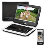 UEME Portable DVD Player with 10.1 inches LCD Screen, Car Headrest Mount Holder, Remote Control, Travel DVD Players (White)