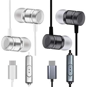 هندزفری هدست هدفون 2 Packs Type-C Earbud Headphones with Remote & Microphone, SourceTon in Ear Earphone Stereo Sound Noise Isolating Tangle Free for Android Smartphones, Gaming with Type-C Jack, NOT FIT Pixel HTC