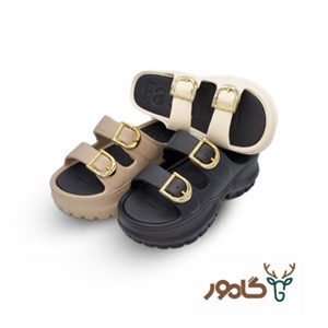 صندل دو سگک طلایی زنانه