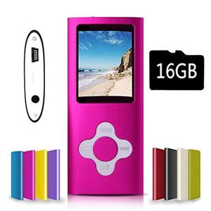 G.G.Martinsen Pink-with-White MP3/MP4 Player with a 16GB Micro SD Card, Support Photo Viewer, Mini USB Port 1.8 LCD, Digital MP3 Player, MP4 Player,