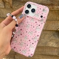 قاب آیفون مدل Pink Paws (صورتی ملوس)آویز مخصوص