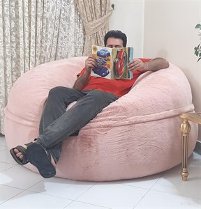 مبل شنی یک نفره الیافی. استوانهای بزرگ باروکش خز ترک قطر140درارتفاع80 مبلمان دیرا مدل 12106143