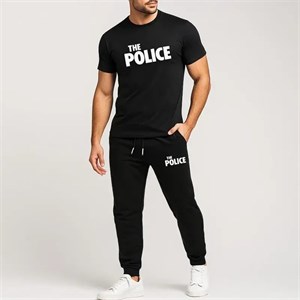 ست تیشرت و شلوار مردانه طرح Police کد 0062 جنس نخ آستین کوتاه