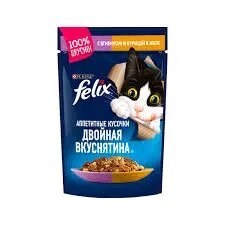 پوچ گربه فلیکس با طعم مرغ و بره در ژله