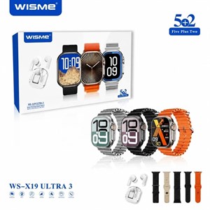 ساعت هوشمند WISME دارای پنج عدد بند و ایرپاد مدلWSX19 ULTRA3 با منو فارسی