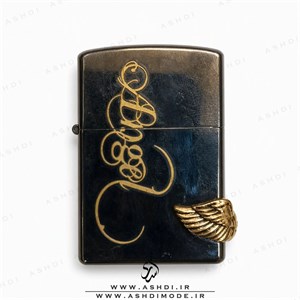 فندک زیپو های کپی مشکی طرح بال طلایی کد 002 002 Zippo Lighter