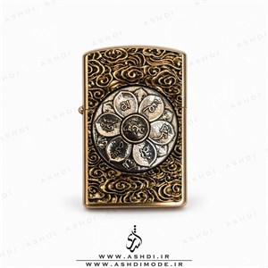 فندک زیپو های کپی مدل طرح گل اسپینری دو رنگ Two Tone Spinner Flower Zippo Lighter