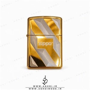 فندک زیپو های کپی مدل دو رنگ طلایی سه‌بعدی Silver & Gold 3D Zippo Lighter