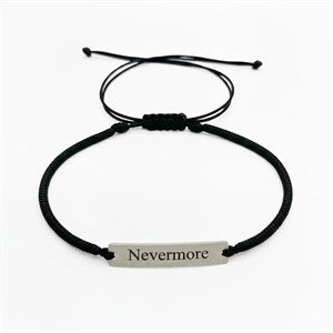 دستبند نقره با حک Nevermore 