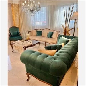 سرویس مبل کلاسیک ابزاری فرانسوی کویین چوب گردو مبلمان دیرا مدل 12113270