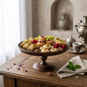 شیرینی خوری و کیک خوری  شیرینی‌خوری پایه‌دار چوبی کد ۱۹۰۴ 