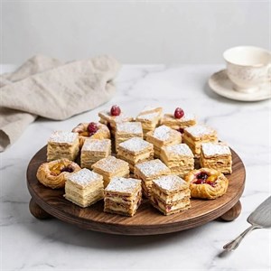 شیرینی خوری و کیک خوری  شیرینی‌خوری پایه کوتاه چوب گردو دست‌ساز کد ۱۹۰۵ 